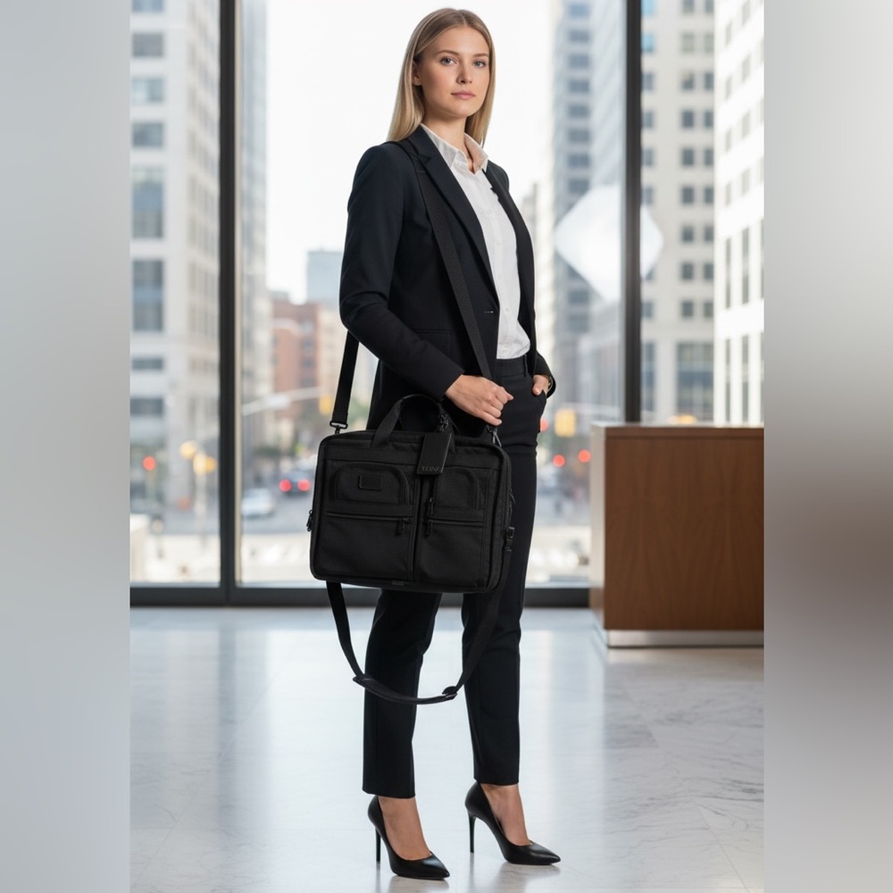 Tumi Deluxe Black Nylon Durable Organizer Laptop Briefcase - Picture 15 of 16
